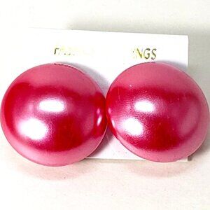 Gold tone Stylish Pink Dome Clip-On Earrings – Elegant Chic Statement Jewelry